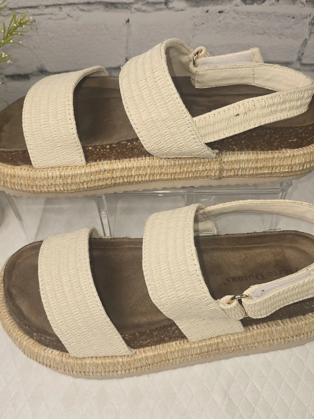 PIERRE DUMAS SLINGBACK PLATFORM SANDAL WOVEN CANVAS UPPER ESPADRILLE SOLE 7